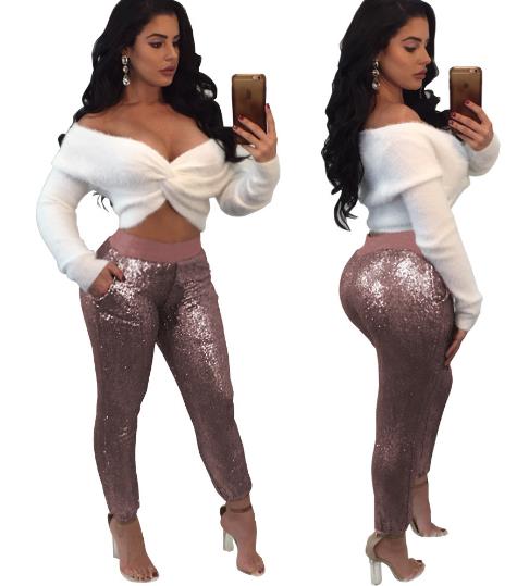 New Rose gold sequins casual pants CODE: mon788
