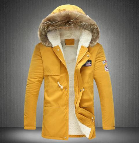 Men's  padded coat hooded fur collar coat CODE: mon793