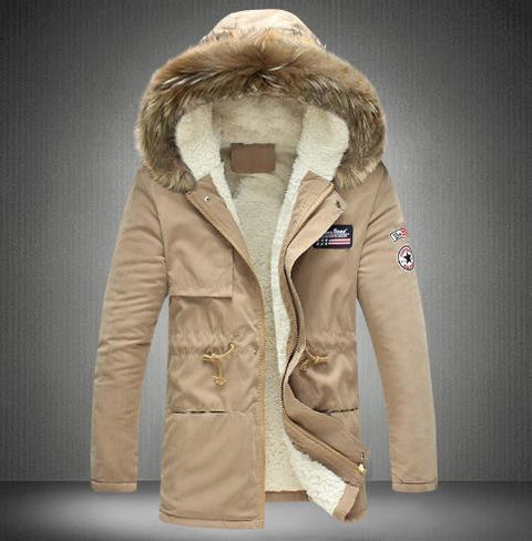 Men's  padded coat hooded fur collar coat CODE: mon793
