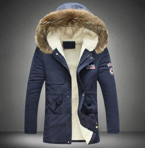 Men's  padded coat hooded fur collar coat CODE: mon793