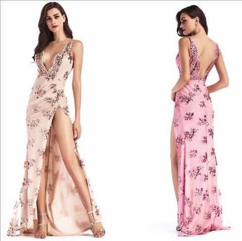 Sexy halter deep V-neck mop dress CODE: mon802