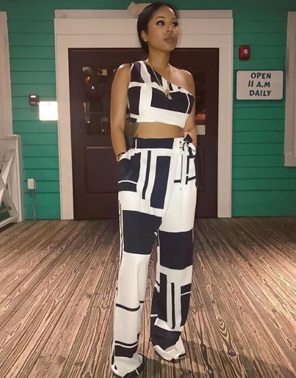 One-shoulder wide-leg pants two-piece set CODE: mon980