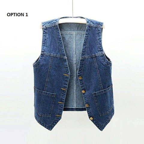 Vests Summer BF Style Sleeveless Student Teens Cropped Denim Jacket CODE: KAR1007