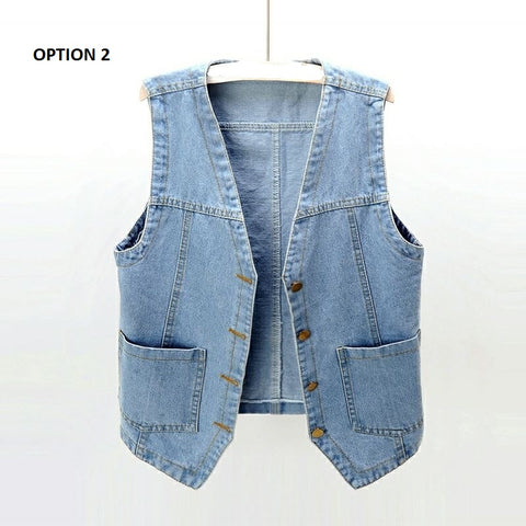 Vests Summer BF Style Sleeveless Student Teens Cropped Denim Jacket CODE: KAR1007