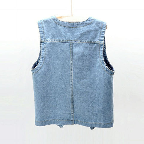 Vests Summer BF Style Sleeveless Student Teens Cropped Denim Jacket CODE: KAR1007