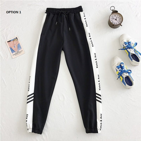 Black Harem Plus Size 5XL Letter Print Striped Hip Hop Pants CODE: KAR1019