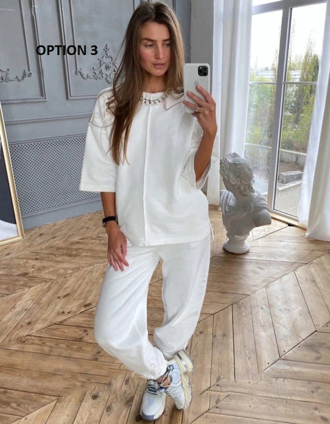 2 Piece Sets Comfy Homewear OutfitsSport Set Tshirts Jogging Pants Track Suit Street Style CODE: KAR1036