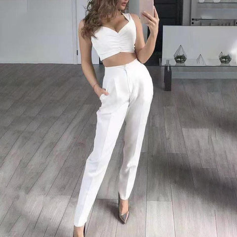 3Pcs/Set Suits Blazer Coat Pant Top Single Button Sling Breathable Turndown Collar Office Jacket Dress Suit CODE: KAR1044