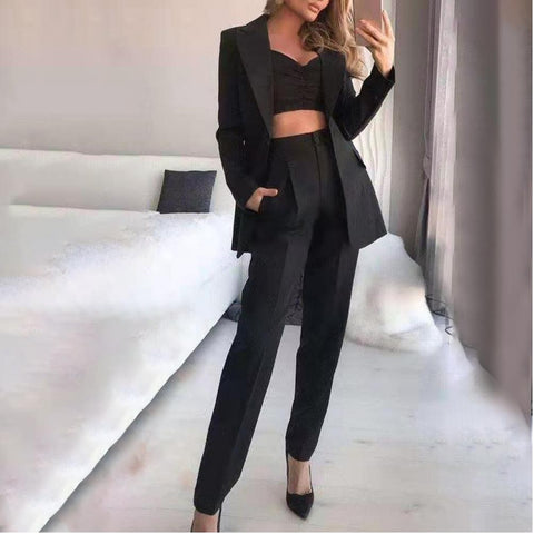 3Pcs/Set Suits Blazer Coat Pant Top Single Button Sling Breathable Turndown Collar Office Jacket Dress Suit CODE: KAR1044