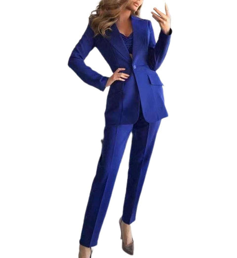 3Pcs/Set Suits Blazer Coat Pant Top Single Button Sling Breathable Turndown Collar Office Jacket Dress Suit CODE: KAR1044