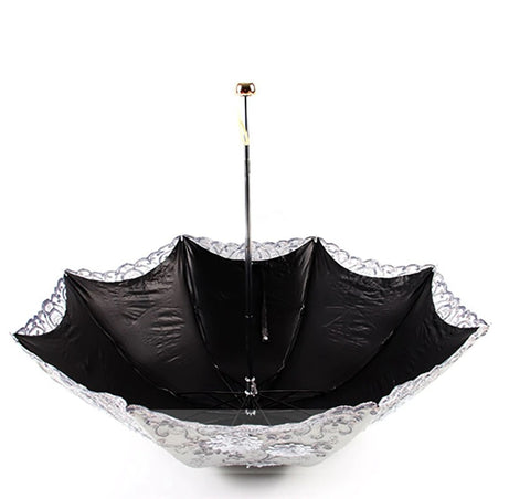 1 piece Princess Sun double Lace Parasol Arched  three Folding Embroidery anti UV waterproof Umbrella CODE: KAR1047