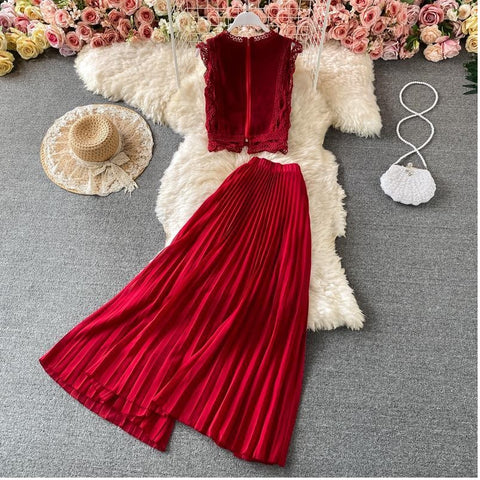 Chiffon Shirt and Pants Wide-leg Trousers Light Top Two-piece Suit CODE: KAR1073