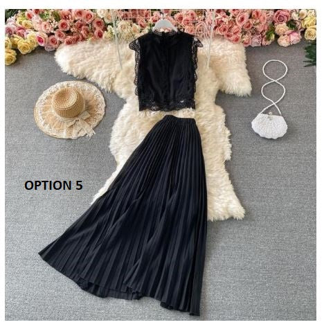 Chiffon Shirt and Pants Wide-leg Trousers Light Top Two-piece Suit CODE: KAR1073