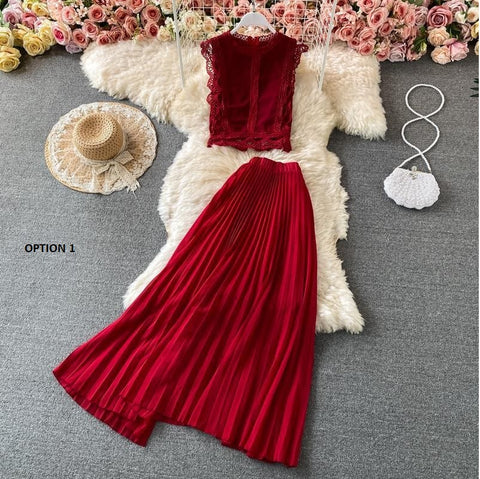 Chiffon Shirt and Pants Wide-leg Trousers Light Top Two-piece Suit CODE: KAR1073