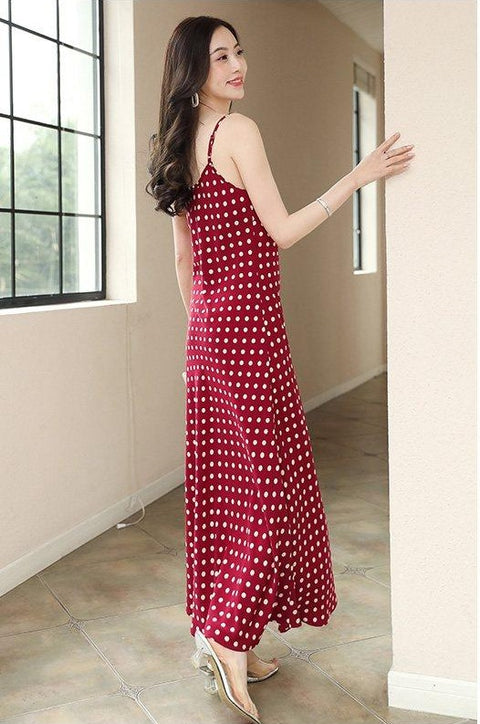 Sleeveless Dot Casual Style Spaghetti Strap Dress CODE: KAR1075