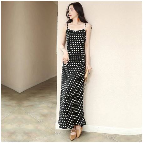 Sleeveless Dot Casual Style Spaghetti Strap Dress CODE: KAR1075