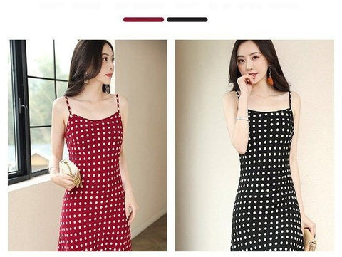 Sleeveless Dot Casual Style Spaghetti Strap Dress CODE: KAR1075