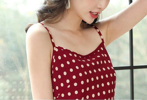 Sleeveless Dot Casual Style Spaghetti Strap Dress CODE: KAR1075