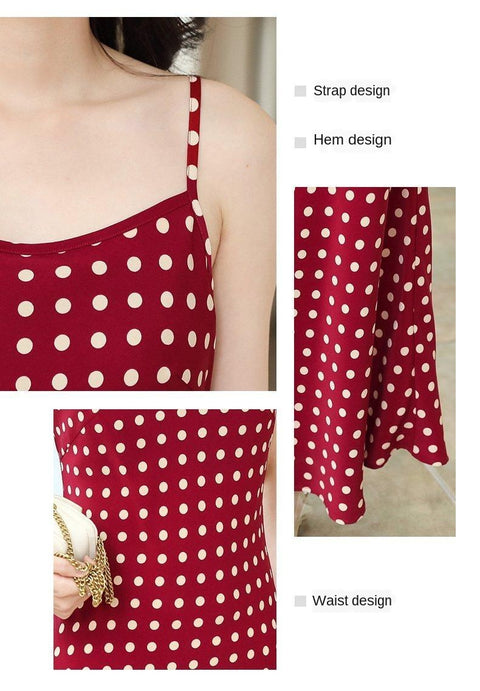 Sleeveless Dot Casual Style Spaghetti Strap Dress CODE: KAR1075