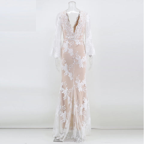 Sexy Night Bodycon Maxi Elegant Sequin Half Flare Sleeve Dress CODE: KAR1083