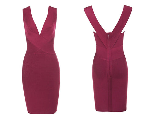 Elegant Sexy Bodycon  Sleeveles V Neck Dress CODE: KAR1090