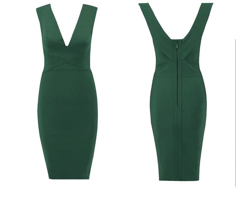Elegant Sexy Bodycon  Sleeveles V Neck Dress CODE: KAR1090