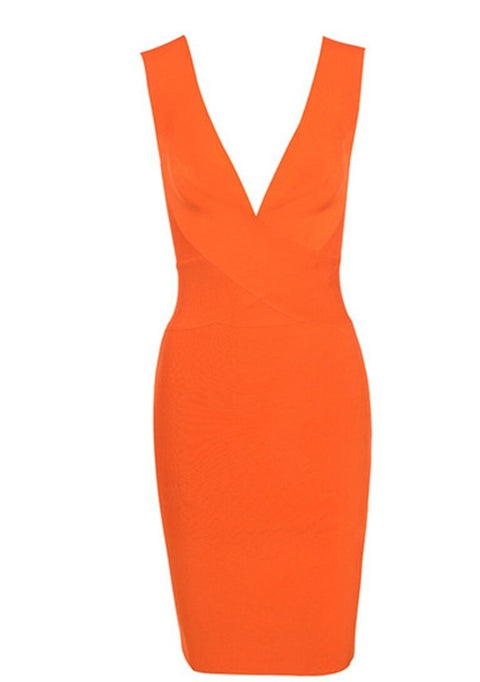 Elegant Sexy Bodycon  Sleeveles V Neck Dress CODE: KAR1090