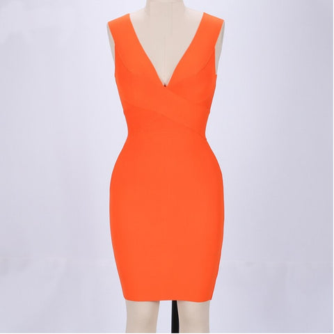 Elegant Sexy Bodycon  Sleeveles V Neck Dress CODE: KAR1090