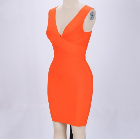 Elegant Sexy Bodycon  Sleeveles V Neck Dress CODE: KAR1090