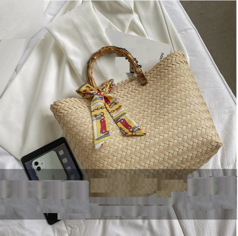 New Style Bamboo Fashion  Large-capacity Travel Holiday Retro Style Straw Bag CODE: KAR1097