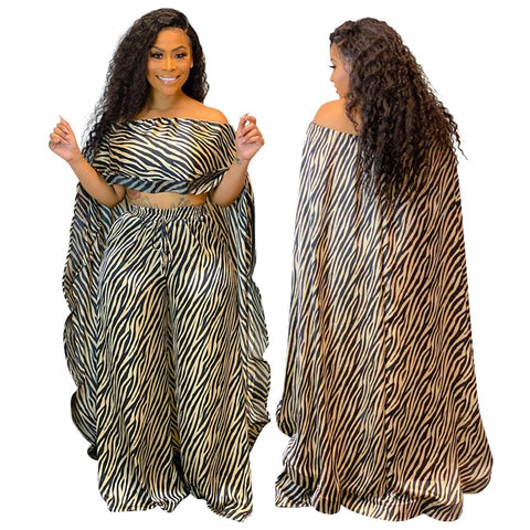 2 Piece Sets New Print Bazin Baggy Pants Rock Long Sleeve Famous Suit CODE: KAR1106