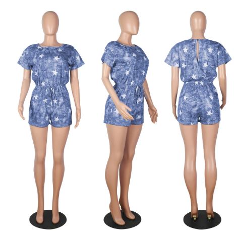 New Sexy Tie-dye Pajamas Printed Cotton Jumpsuit CODE: KAR1110