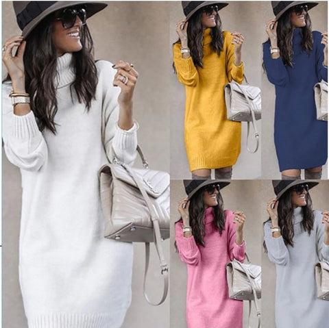 Turtleneck Long Sleeve Elegant Plus Size Tunic Knitted Pullover CODE: KAR1113