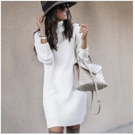 Turtleneck Long Sleeve Elegant Plus Size Tunic Knitted Pullover CODE: KAR1113