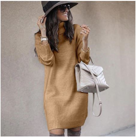 Turtleneck Long Sleeve Elegant Plus Size Tunic Knitted Pullover CODE: KAR1113