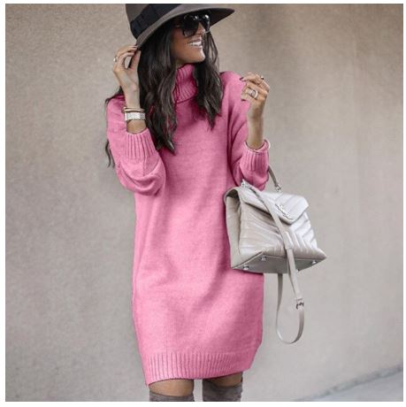 Turtleneck Long Sleeve Elegant Plus Size Tunic Knitted Pullover CODE: KAR1113