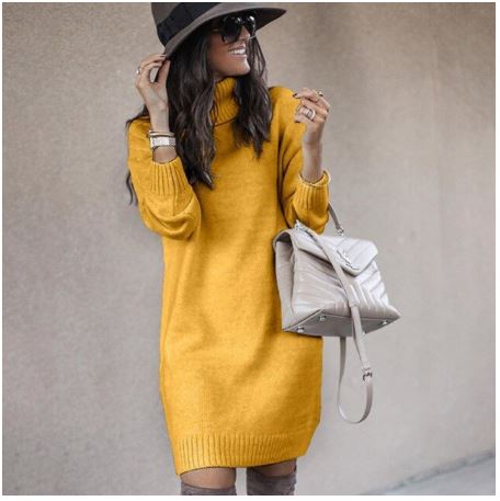 Turtleneck Long Sleeve Elegant Plus Size Tunic Knitted Pullover CODE: KAR1113