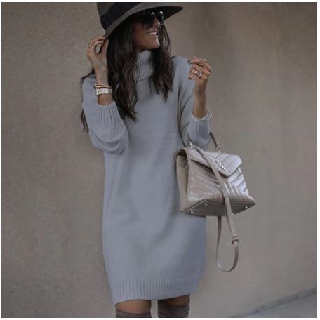 Turtleneck Long Sleeve Elegant Plus Size Tunic Knitted Pullover CODE: KAR1113