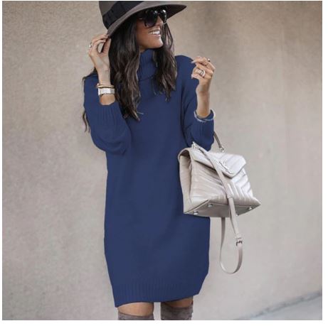 Turtleneck Long Sleeve Elegant Plus Size Tunic Knitted Pullover CODE: KAR1113