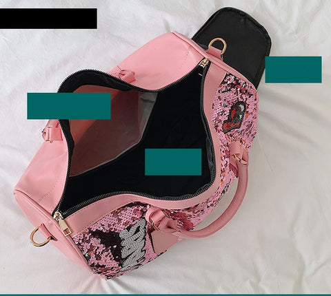 Tide Cool Badge Fashion Sequins Wet and Dry Separation Shoes Travel  Large Handbag CODE: KAR1126