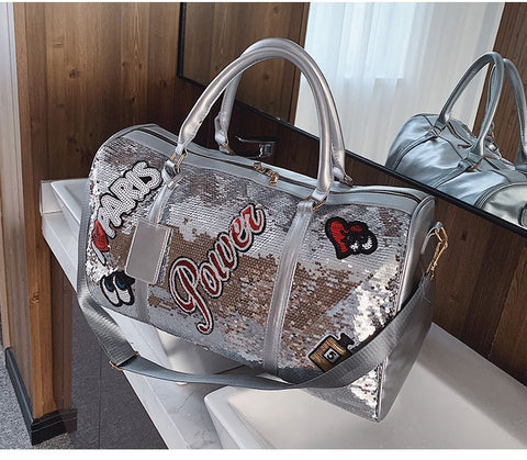 Tide Cool Badge Fashion Sequins Wet and Dry Separation Shoes Travel  Large Handbag CODE: KAR1126