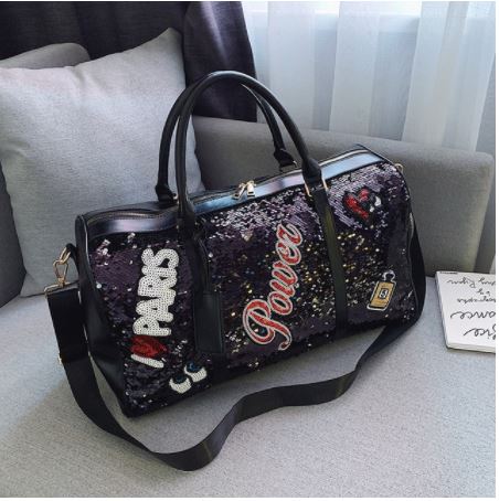 Tide Cool Badge Fashion Sequins Wet and Dry Separation Shoes Travel  Large Handbag CODE: KAR1126