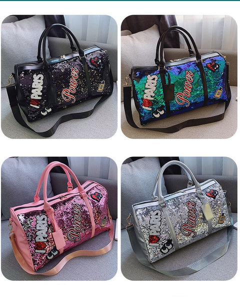 Tide Cool Badge Fashion Sequins Wet and Dry Separation Shoes Travel  Large Handbag CODE: KAR1126