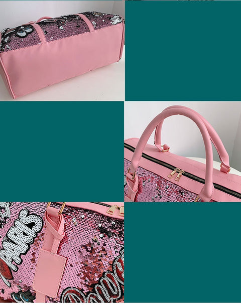 Tide Cool Badge Fashion Sequins Wet and Dry Separation Shoes Travel  Large Handbag CODE: KAR1126