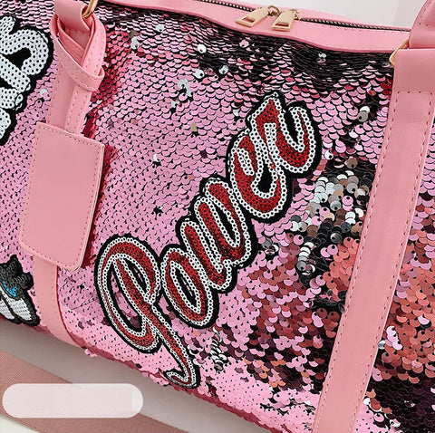 Tide Cool Badge Fashion Sequins Wet and Dry Separation Shoes Travel  Large Handbag CODE: KAR1126