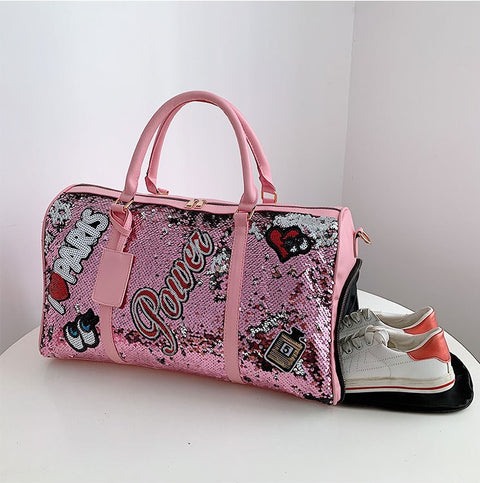 Tide Cool Badge Fashion Sequins Wet and Dry Separation Shoes Travel  Large Handbag CODE: KAR1126