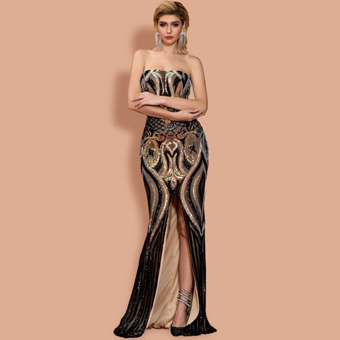 Long Sexy Sleeveless Backless Geometry High Split Elegant Party Mermaid Dress CODE: KAR1135