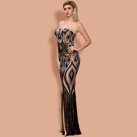Long Sexy Sleeveless Backless Geometry High Split Elegant Party Mermaid Dress CODE: KAR1135
