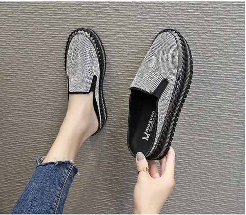 Luxury Crystals Half Slides Bling Rubber Bottom Shoes CODE: KAR1136