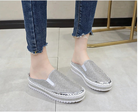 Luxury Crystals Half Slides Bling Rubber Bottom Shoes CODE: KAR1136